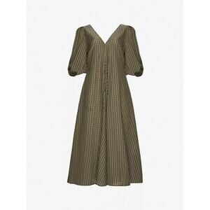 GANNI Seersucker Check Dress - 14 - Kalamata